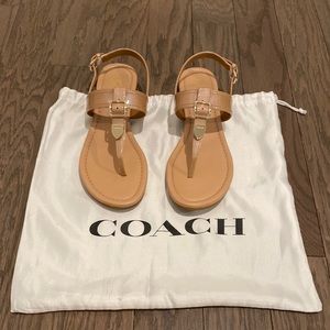 Beige Shimmery Coach Sandals